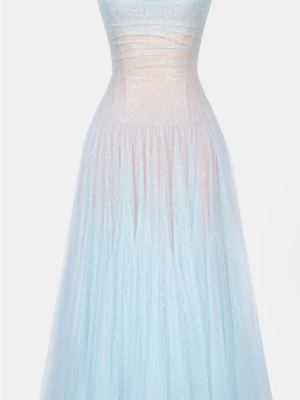 Blue Draped Lace Midi Dress